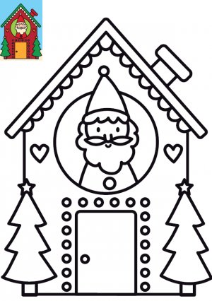 Coloriage Maison du Père Noël à imprimer pour enfants