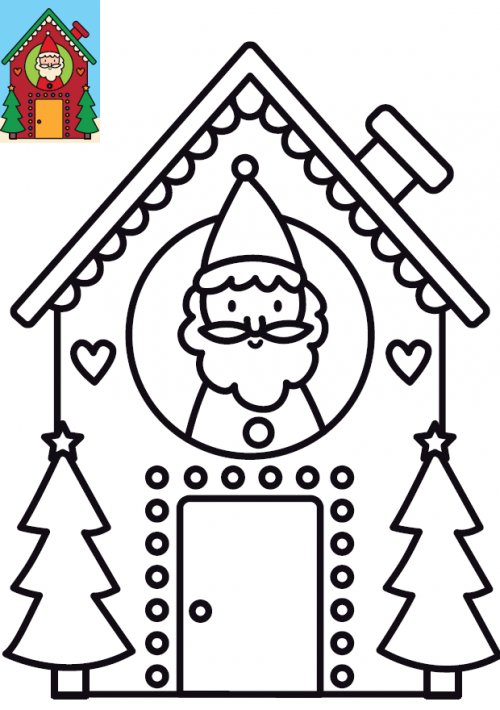 coloriage maison du pere noel a imprimer pour enfants 100 B