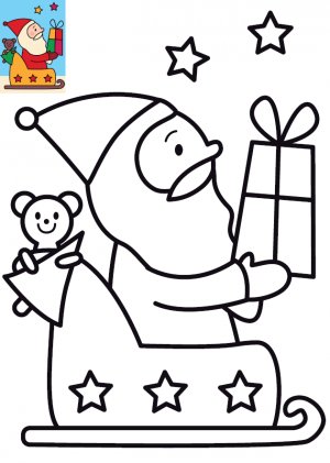 Coloriage Le Père Noël et son traîneau à imprimer pour enfants