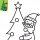 Coloriage Le Père Noël et le sapin à imprimer pour enfants