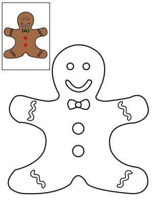 Coloriage de Noël Le petit bonhomme en pain d'épice à imprimer pour les enfants