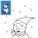 Coloriage de Noël Le bonhomme de neige avec cadeaux de Noël à imprimer gratuitement pour les enfants