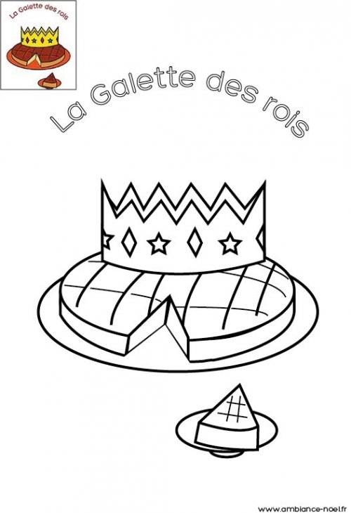 Coloriage de Noël La galette des rois à imprimer gratuitement pour les