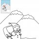 Coloriage de Noël Bonhomme de neige qui fait du ski à imprimer gratuitement pour les enfants