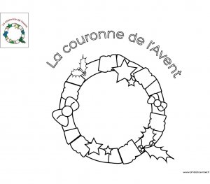 Coloriage La couronne de l'Avent à imprimer pour les enfants