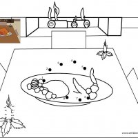 Dessin de points à relier et colorier pour Noël, La table de Noël à imprimer