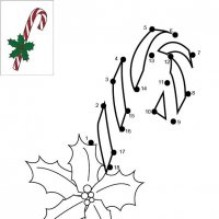 Dessin de points à relier et colorier pour Noël, Sucre d'orge de Noël à imprimer