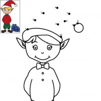 Dessin de points à relier et colorier pour Noël, Le lutin du Père Nöel à imprimer