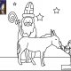 Coloriage de Noël, Le Saint Nicolas avec son âne à imprimer pour les enfants