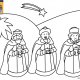 Coloriage de Noël, Les rois mages suivant l'étoile du berger à télécharger et à imprimer gratuitement