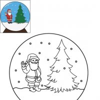 Coloriage de Noël, La boule à neige de Noël à imprimer pour les enfants