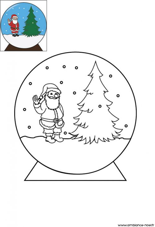 coloriage de noel la boule a neige de noel a imprimer pour les enfants 205 B