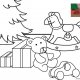Coloriage de Noël, Les jouets au pied du sapin de Noël à imprimer pour les enfants