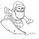 Coloriage de Noël, Le Père Noël qui fait du surf à imprimer pour les enfants