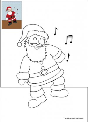 Coloriage de Noël, Le Père Noël qui danse à imprimer pour les enfants