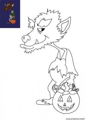 Coloriage d'Halloween à imprimer pour les enfants, Le loup-garou
