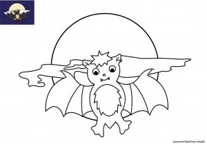 Coloriage d'Halloween à imprimer pour les enfants, La chauve-souris