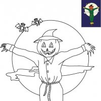 Coloriage d'Halloween à imprimer pour les enfants, L'épouvantail