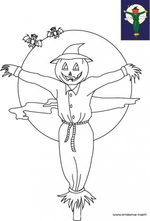 Coloriage d'Halloween à imprimer pour les enfants, L'épouvantail