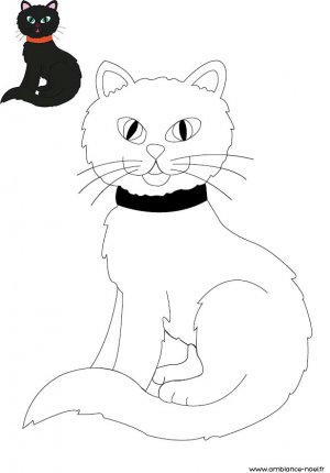 Coloriage d'Halloween à imprimer pour les enfants, Le chat noir